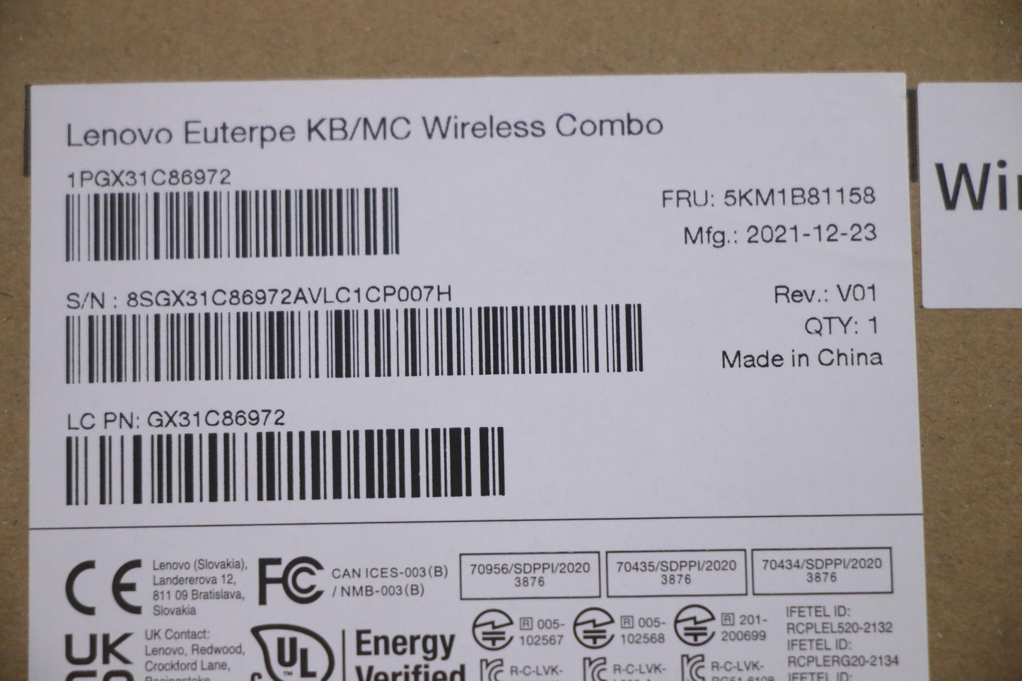 Lenovo Kyb_Mouse G-Tech Euterpe G/B U - 5KM1B81158