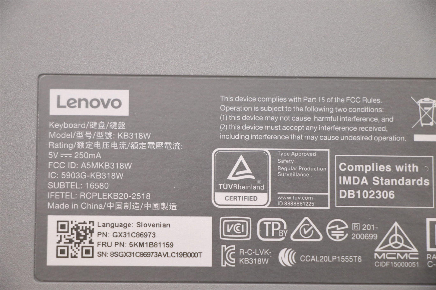 Lenovo Kyb_Mouse G-Tech Euterpe G/B S - 5KM1B81159