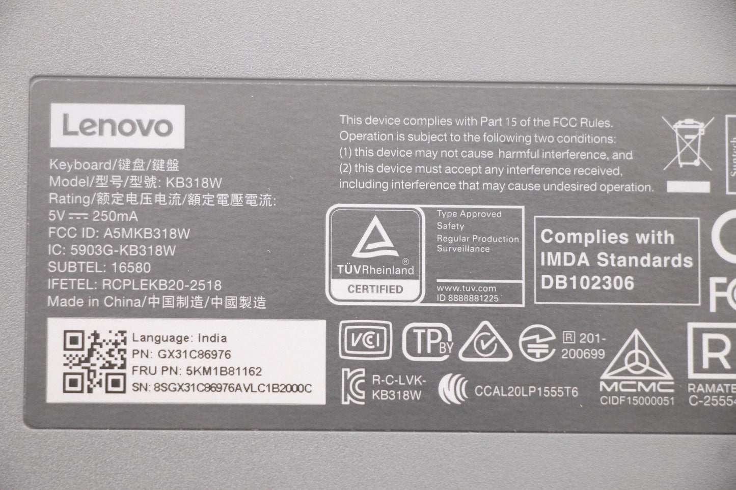 Lenovo Kyb_Mouse G-Tech Euterpe G/B I - 5KM1B81162