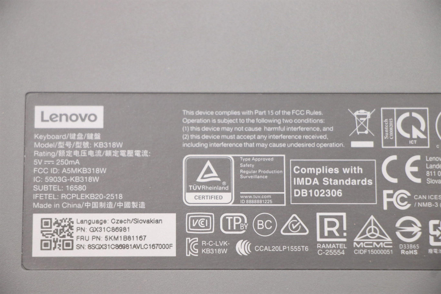 Lenovo Kyb_Mouse G-Tech Euterpe G/B C - 5KM1B81167