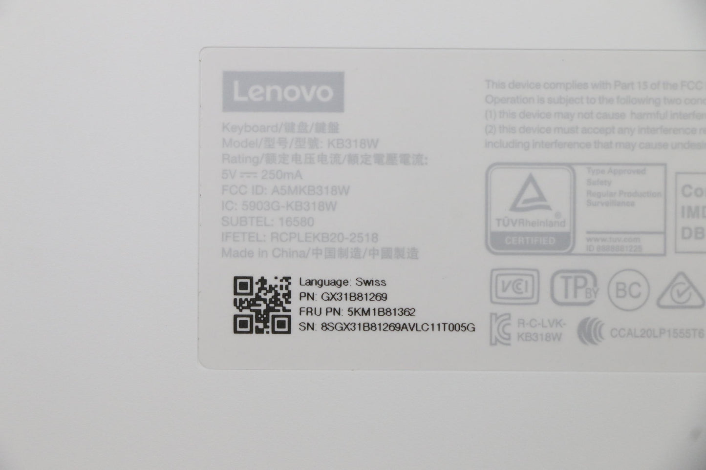 Lenovo Kyb_Mouse G-Tech Euterpe S/W S - 5KM1B81362