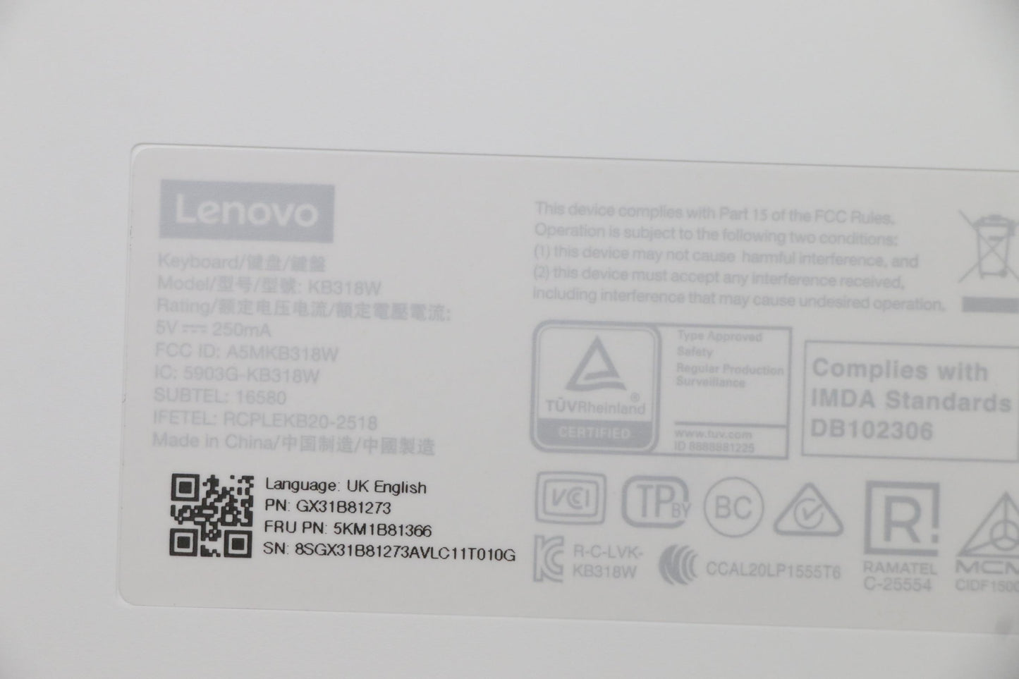 Lenovo Kyb_Mouse G-Tech Euterpe S/W U - 5KM1B81366