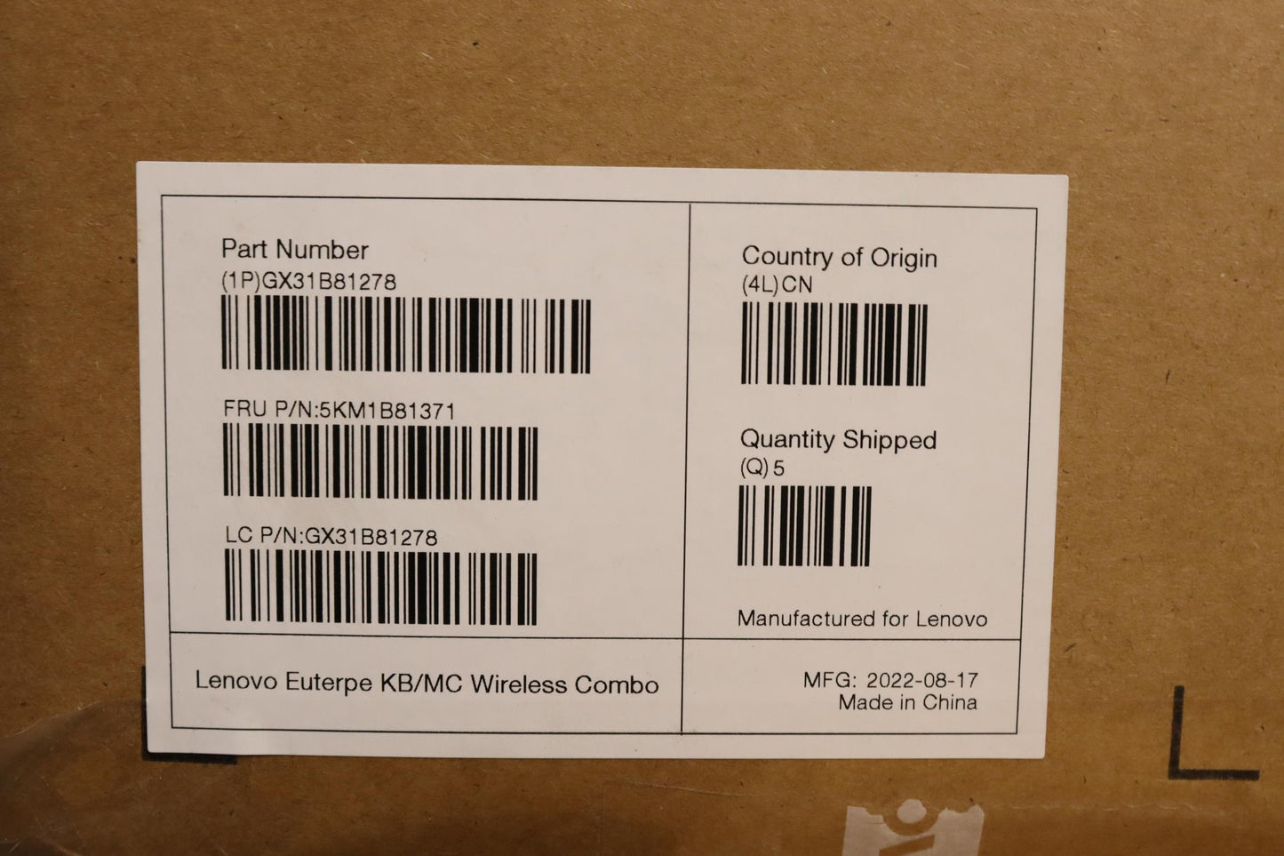Lenovo Kyb_Mouse G-Tech Euterpe S/W I - 5KM1B81371