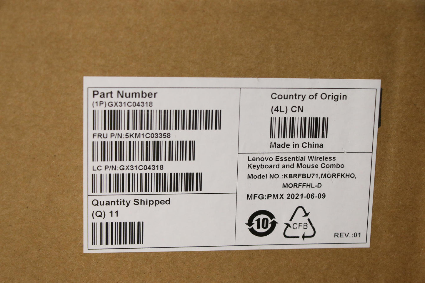 Lenovo Kyb_Mouse Primax Rfbu71 2.4G W - 5KM1C03358