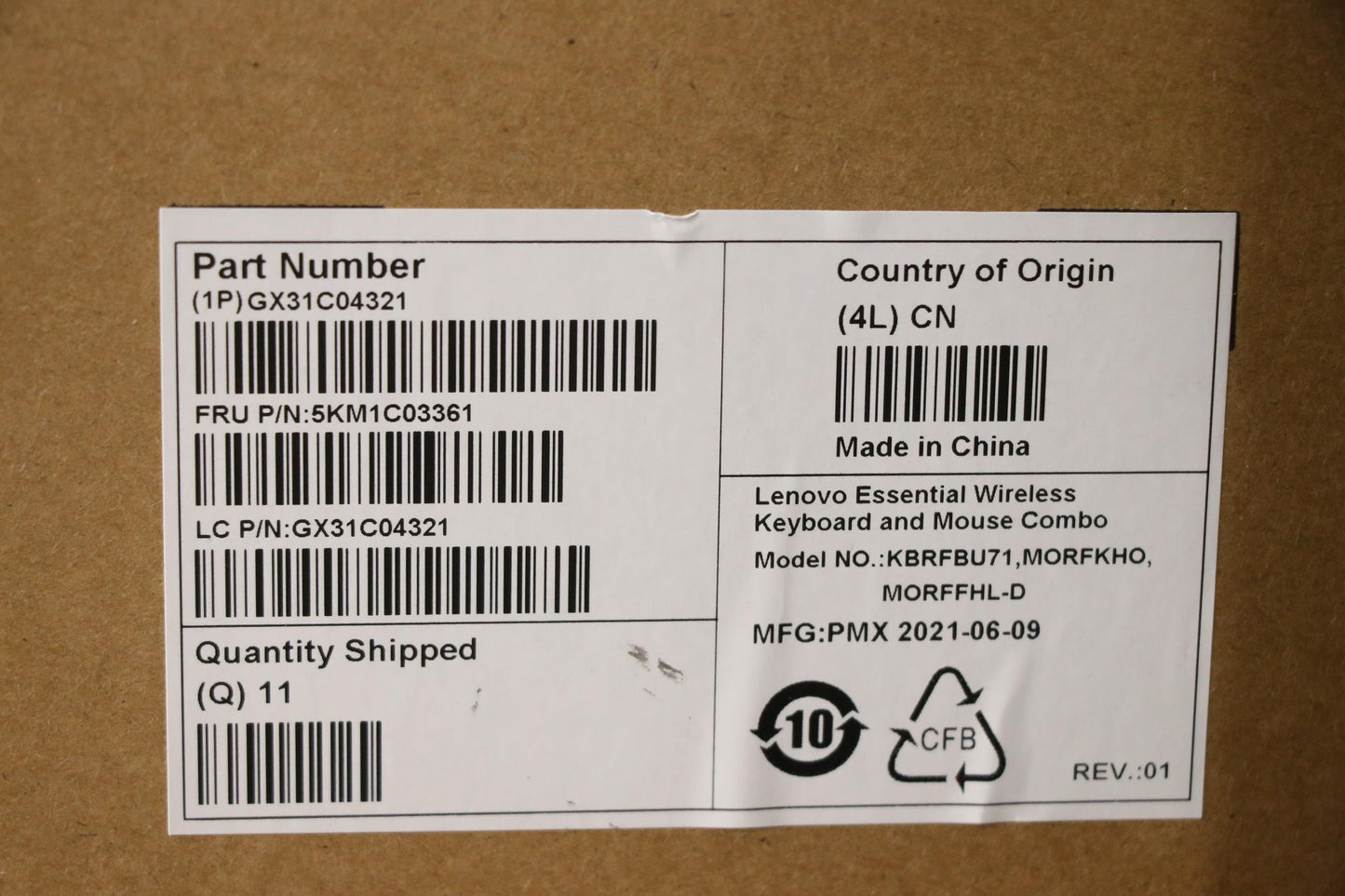 Lenovo Kyb_Mouse Primax Rfbu71 2.4G W - 5KM1C03361