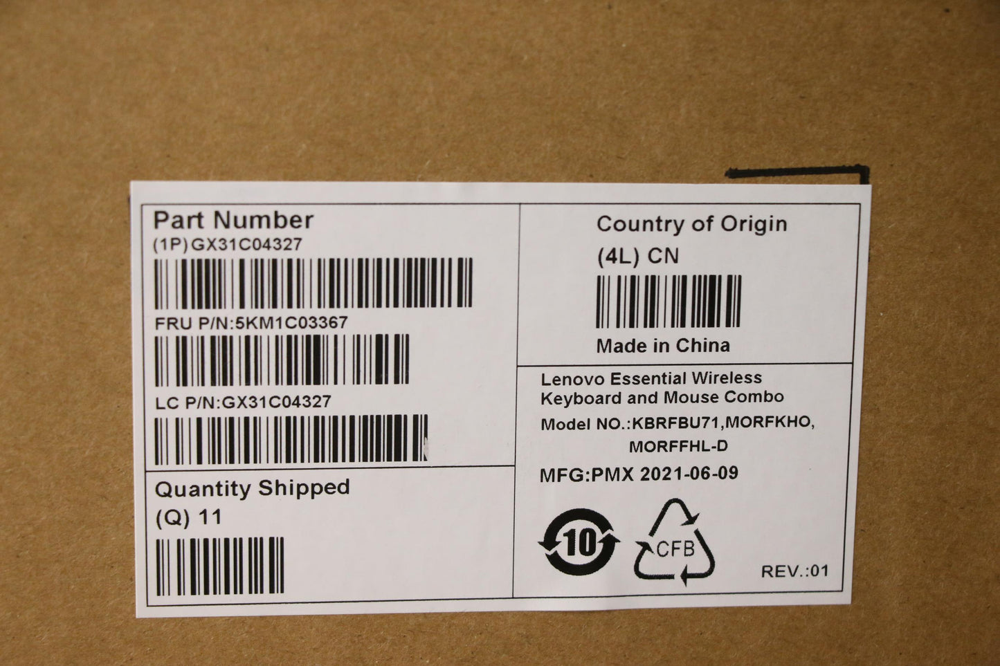 Lenovo Kyb_Mouse Primax Rfbu71 2.4G W - 5KM1C03367