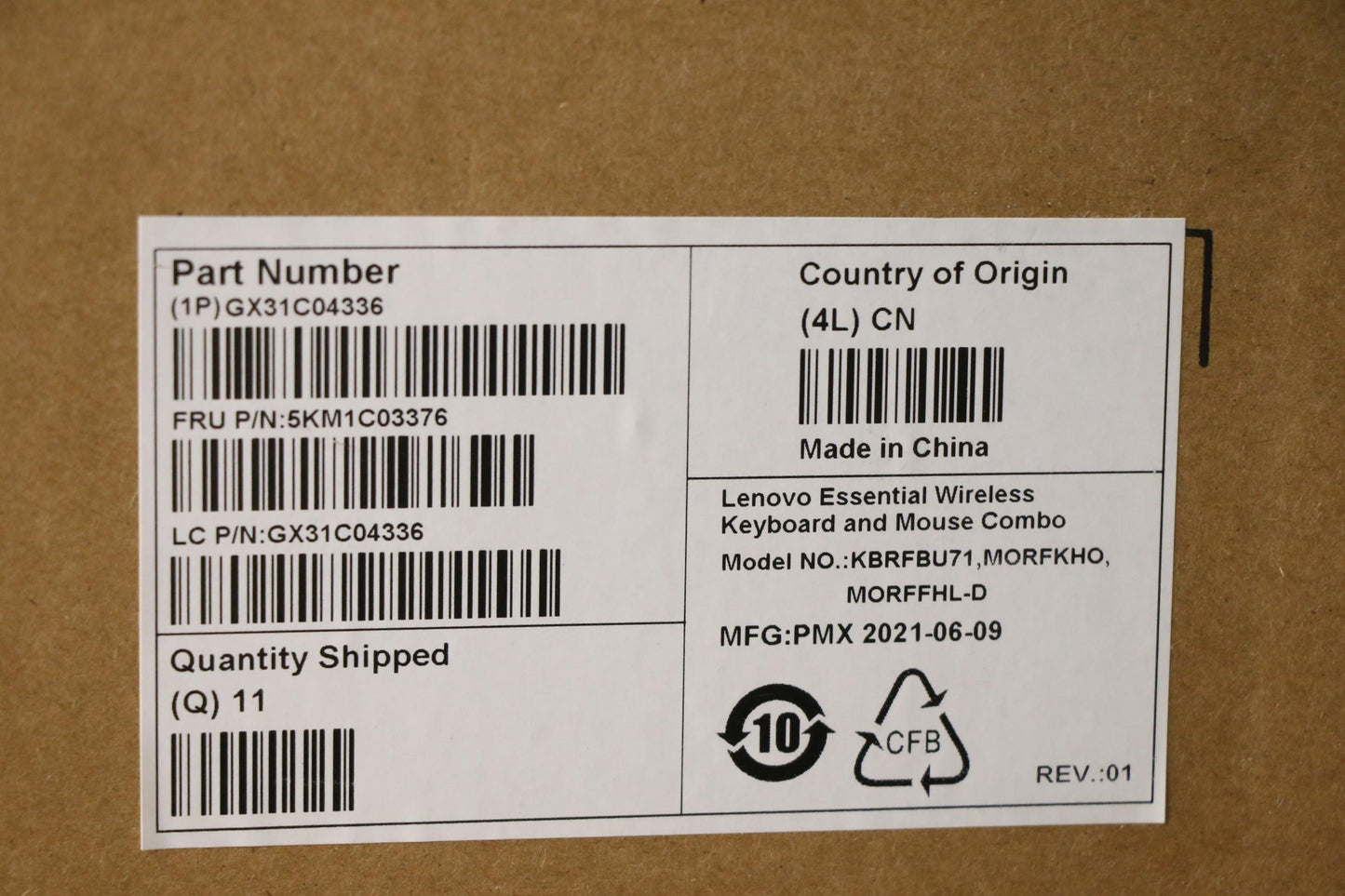 Lenovo Kyb_Mouse Primax Rfbu71 2.4G W - 5KM1C03376