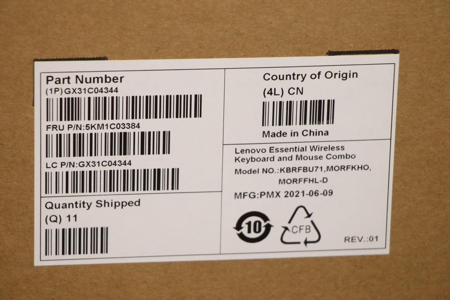 Lenovo Kyb_Mouse Primax Rfbu71 2.4G W - 5KM1C03384