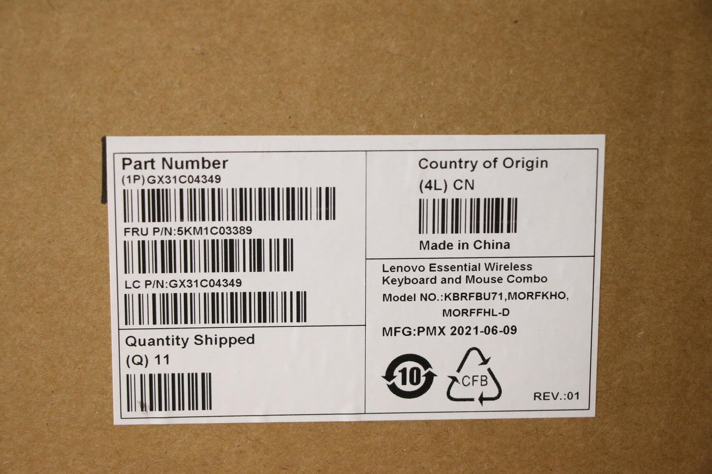Lenovo Kyb_Mouse Primax Rfbu71 2.4G W - 5KM1C03389
