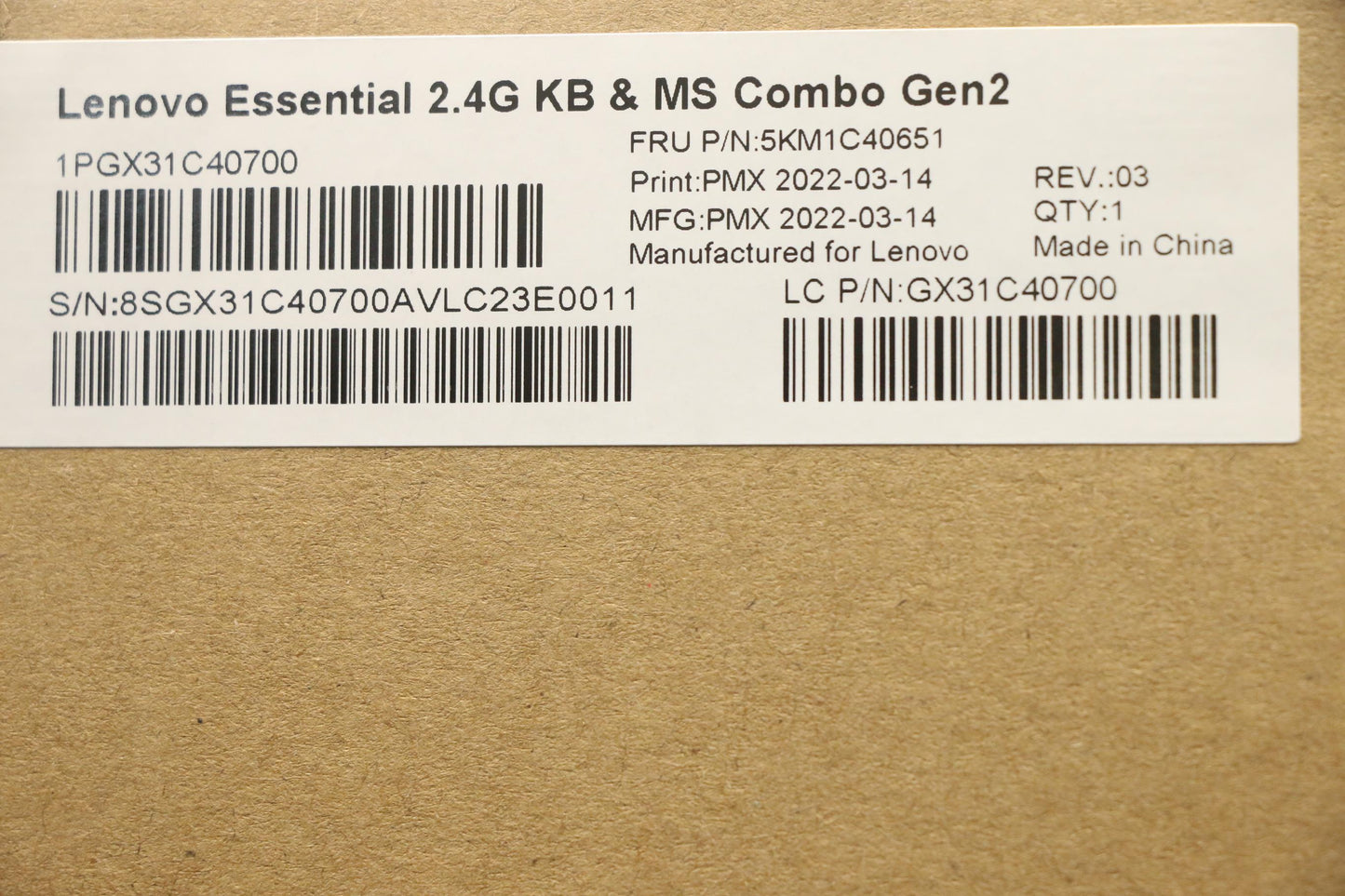 Lenovo Kyb_Mouse Primax R71_G2 2.4G W - 5KM1C40651