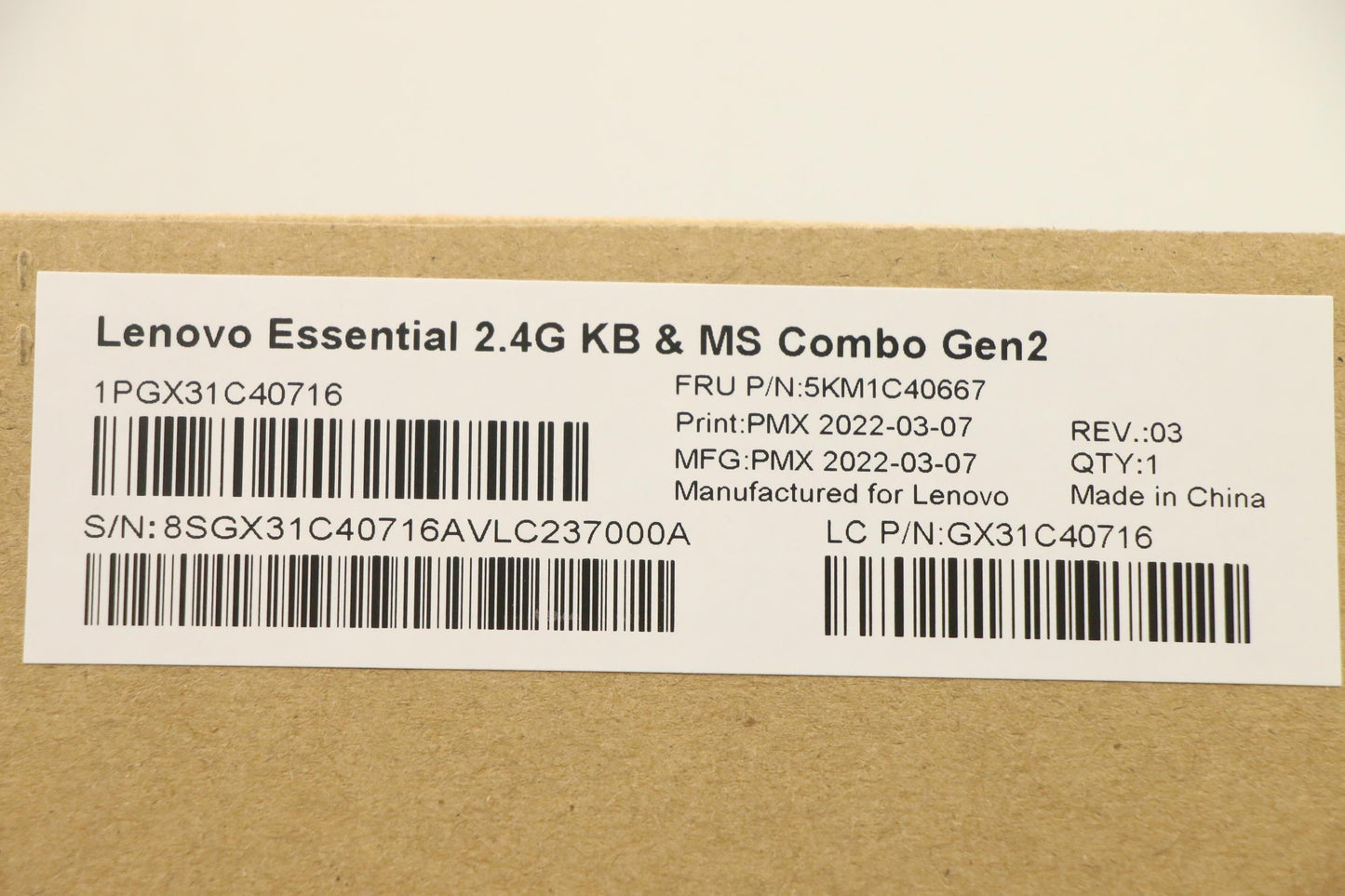 Lenovo Kyb_Mouse Primax R71_G2 2.4G W - 5KM1C40667