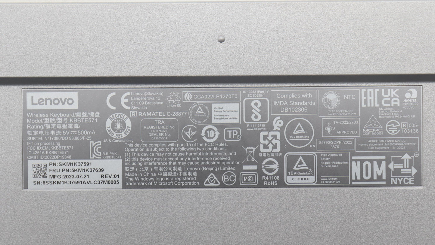 Lenovo Kyb_Mouse Primax K71_G2 2.4Gbt - 5KM1K37639