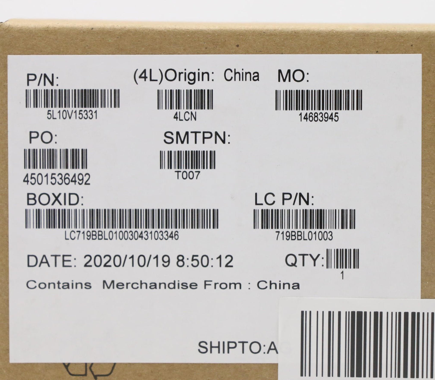 Lenovo Label Fru System Label Bk - 5L10V15331
