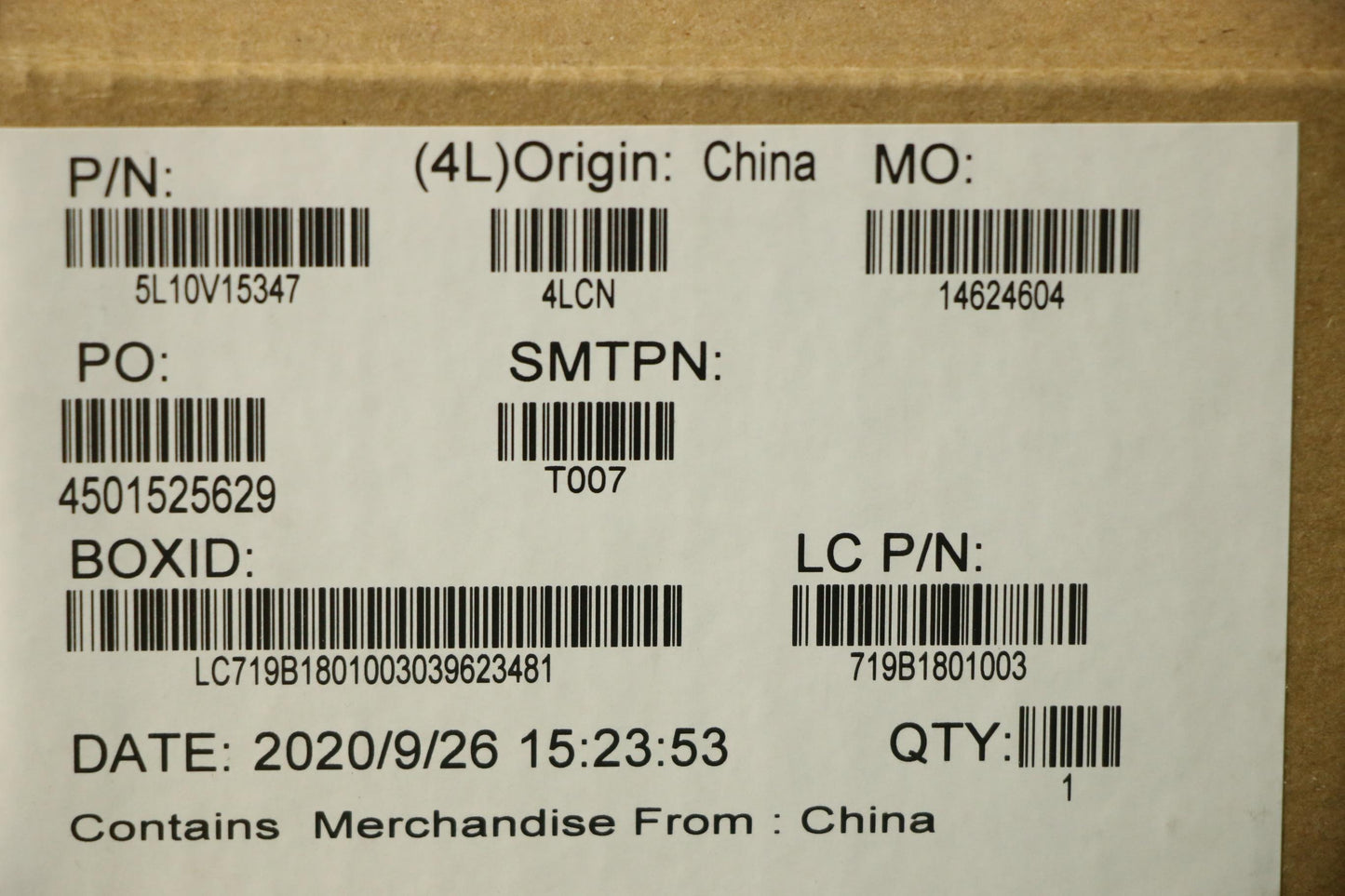 Lenovo Label Fru Mercury System Label - 5L10V15347