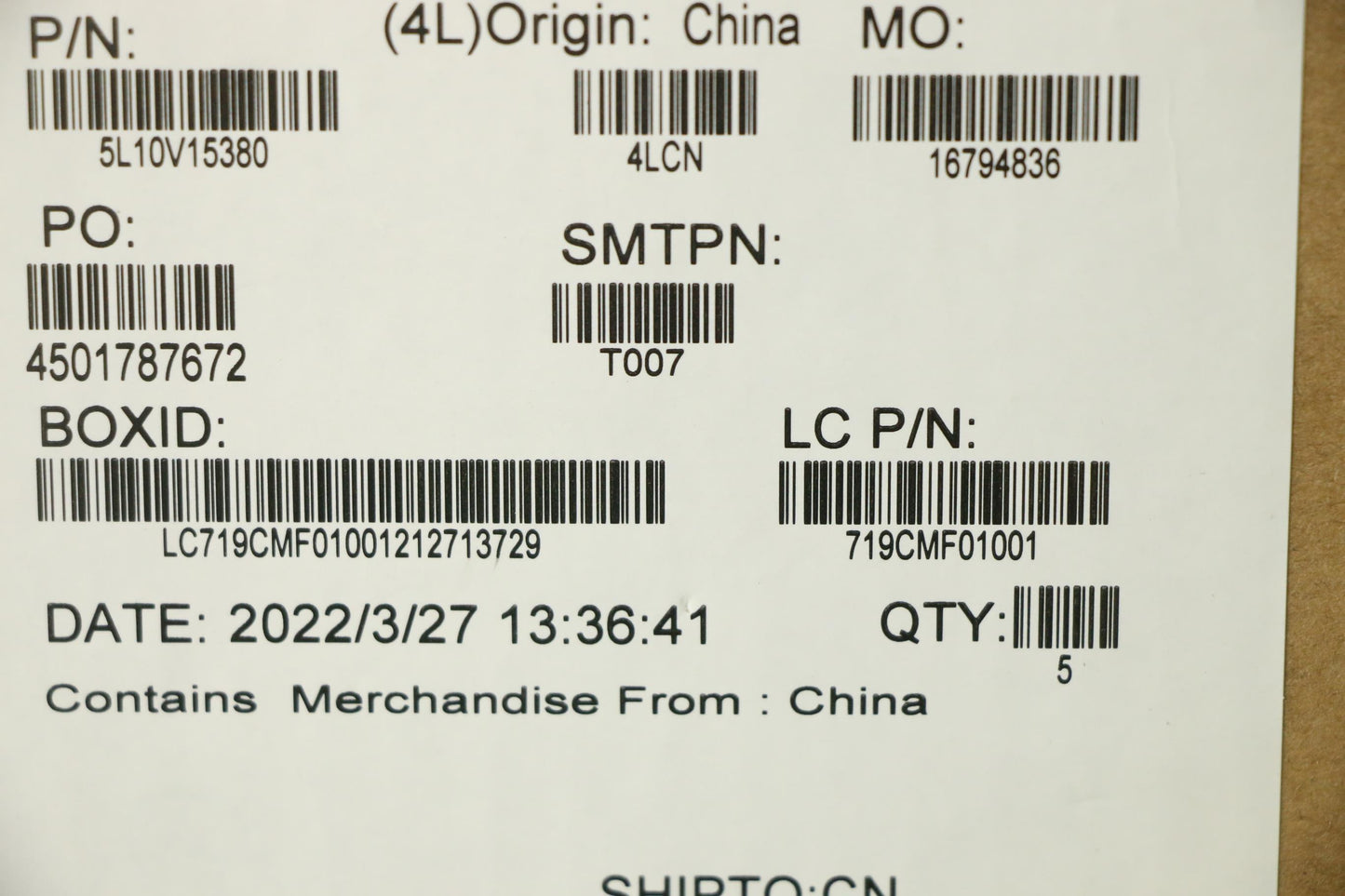 Lenovo Label P15V Gen2 Fru Label Kits - 5L10V15380