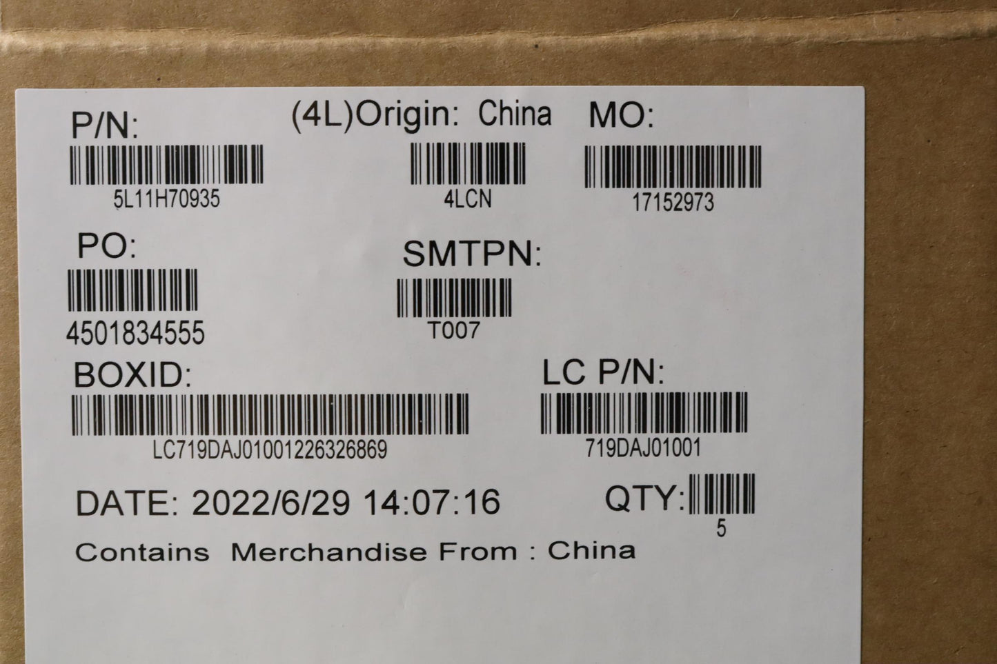 Lenovo Label Fru Label Kit For Lcfc - 5L11H70935
