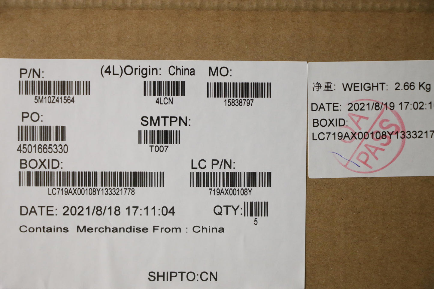 Lenovo Mech_Asm Ccv Blkb Brl Uk(Snx)S - 5M10Z41564