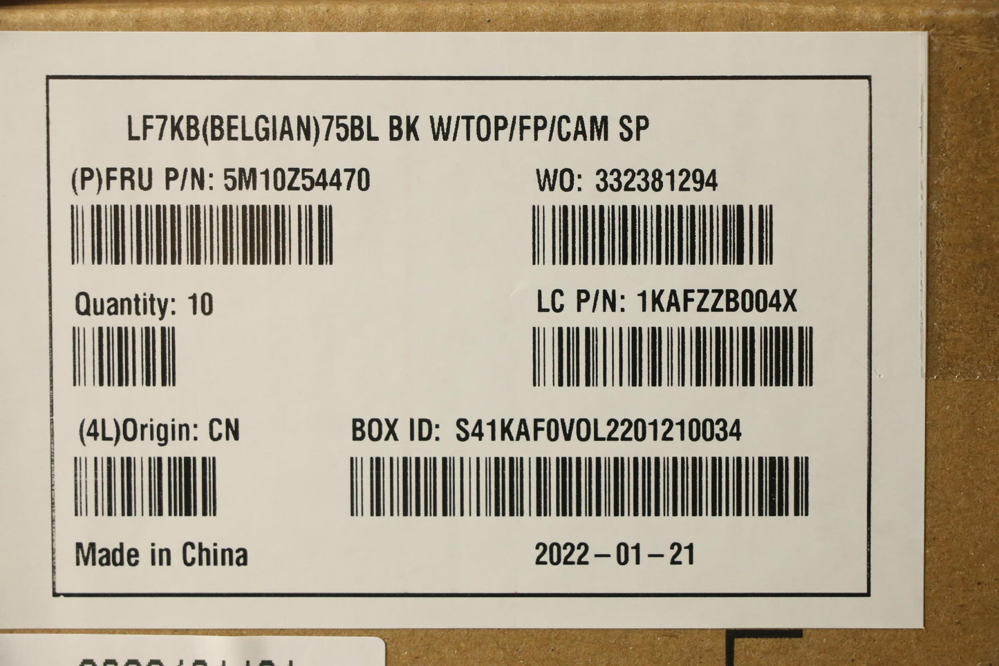 Lenovo Mech_Asm Fru Kyb Belgian,Cc,Bk - 5M10Z54470