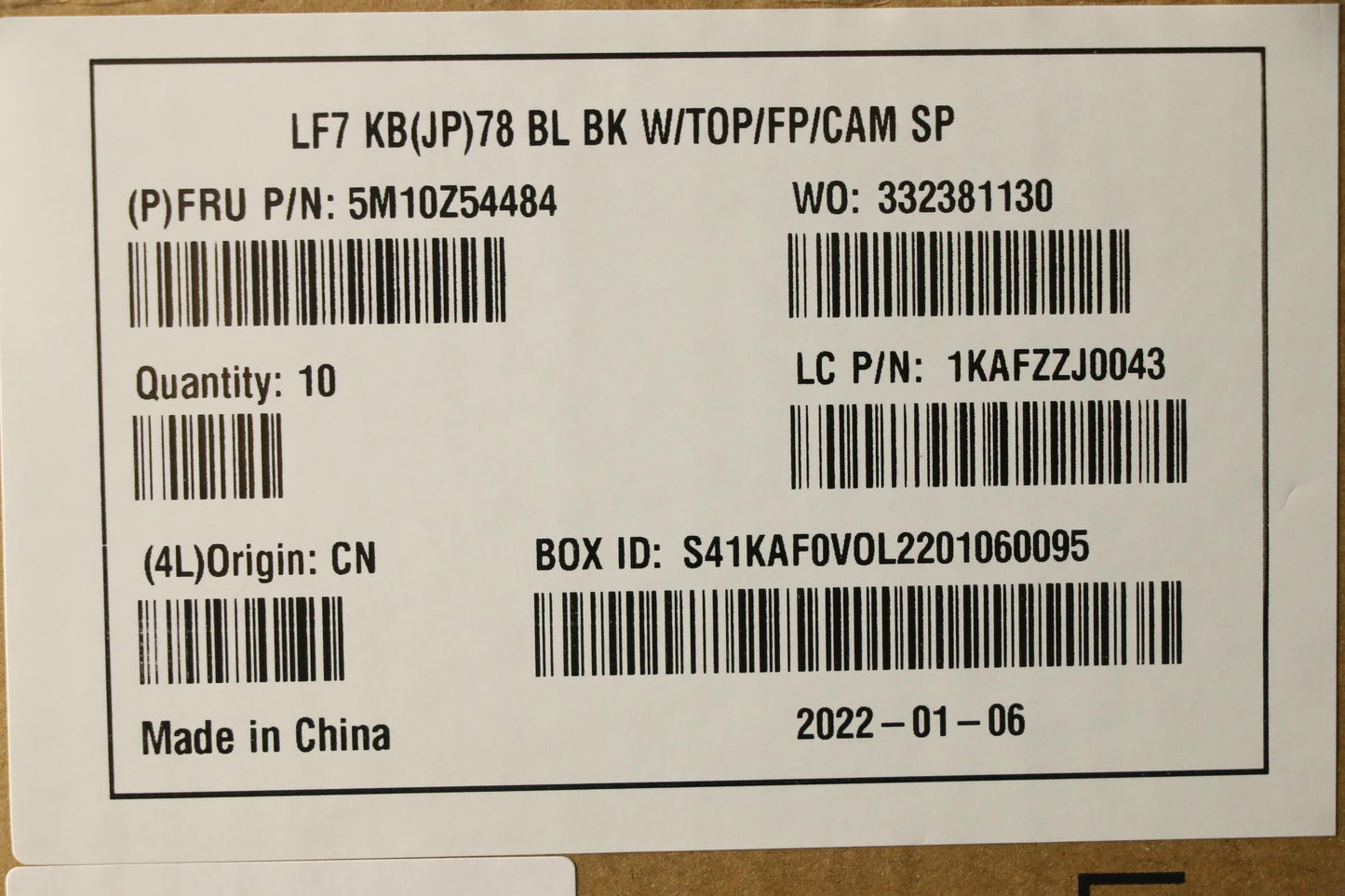 Lenovo Mech_Asm Fru Kyb Jap,Cc,Bk,W/W - 5M10Z54484