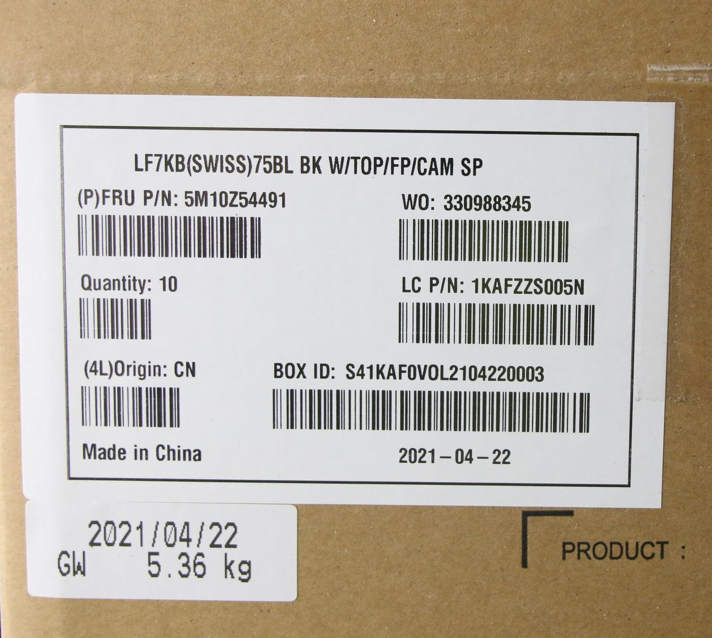 Lenovo Mech_Asm Fru Kyb Swiss,Cc,Bk,W - 5M10Z54491