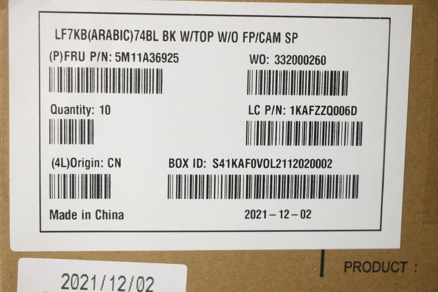 Lenovo Mech_Asm Fru Blt Kyb Ara,Cc,Nw - 5M11A36925