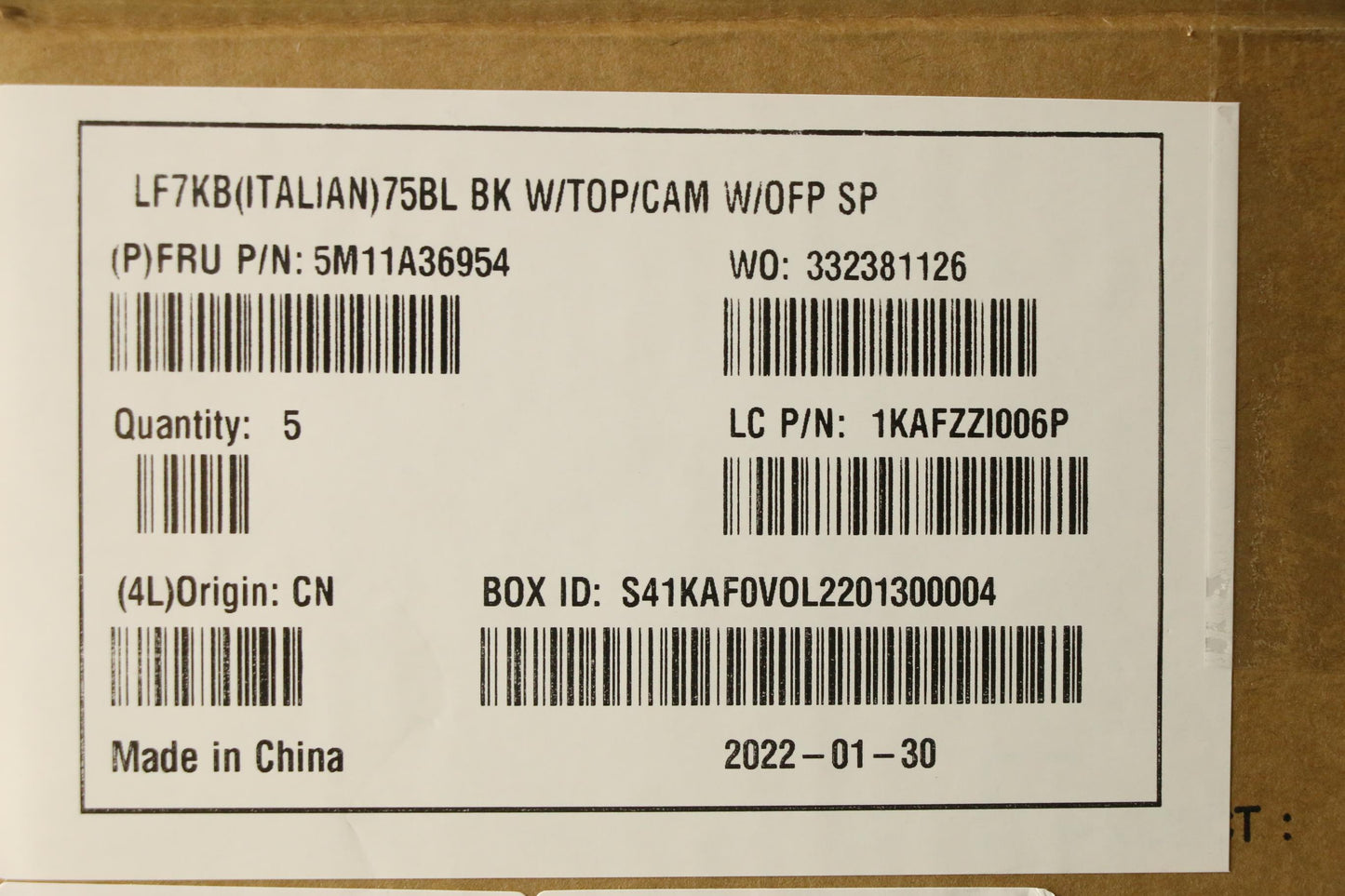 Lenovo Mech_Asm Fru Blt Kyb Ita,Cc,Wf - 5M11A36954