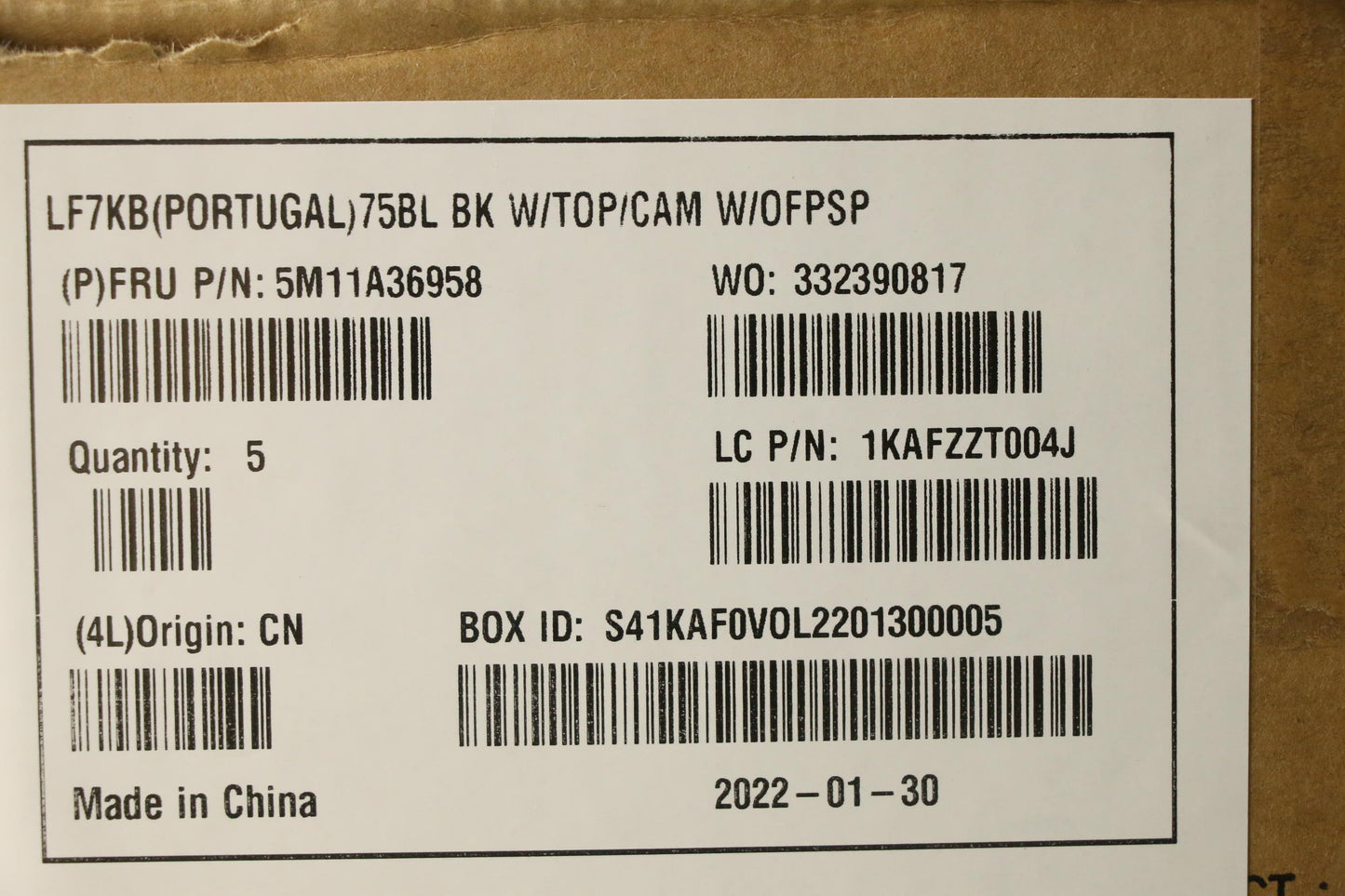 Lenovo Mech_Asm Fru Blt Kyb Por,Cc,Wf - 5M11A36958