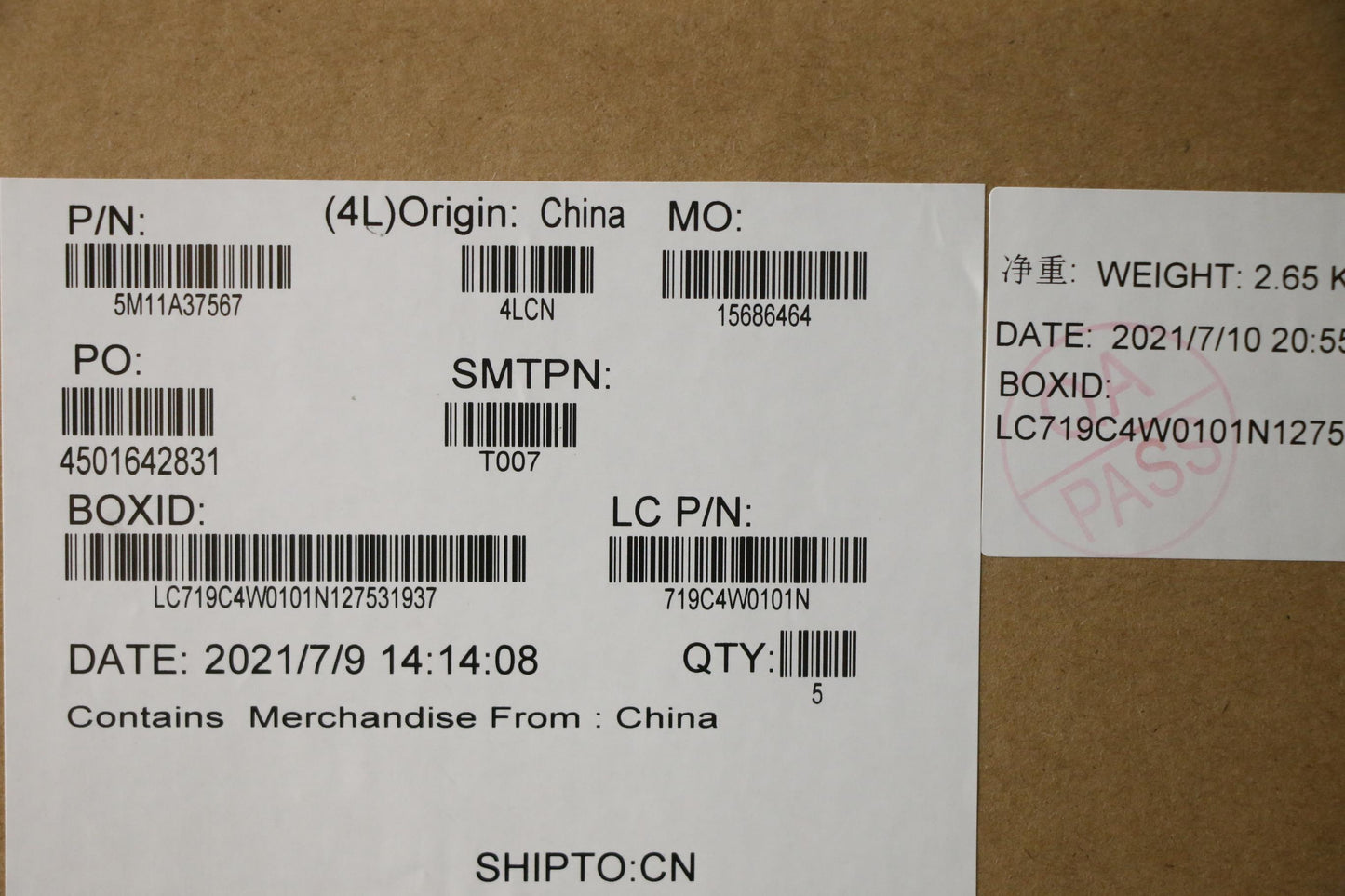 Lenovo Mech_Asm Kbdw/C Est Bklt(Sun)W - 5M11A37567