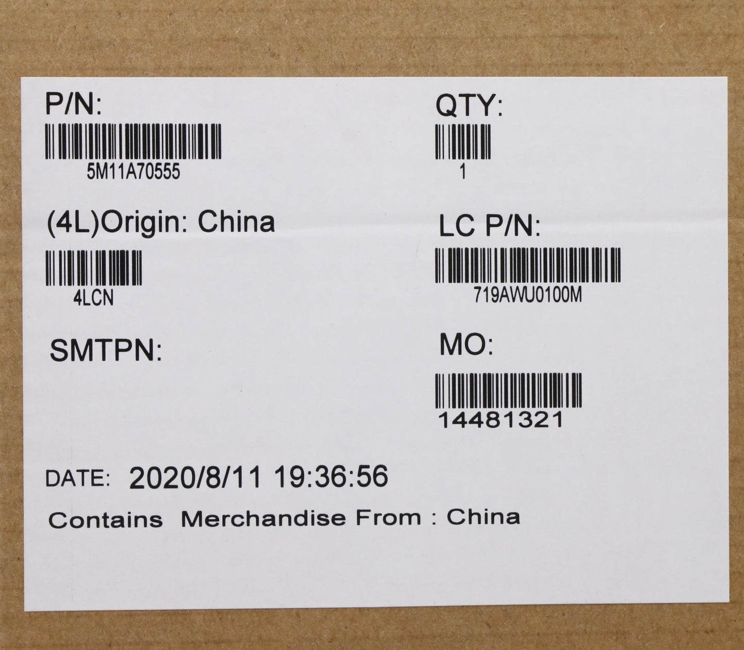 Lenovo Mech_Asm Grp_Uhd_Tch_Mutto+Boe - 5M11A70555