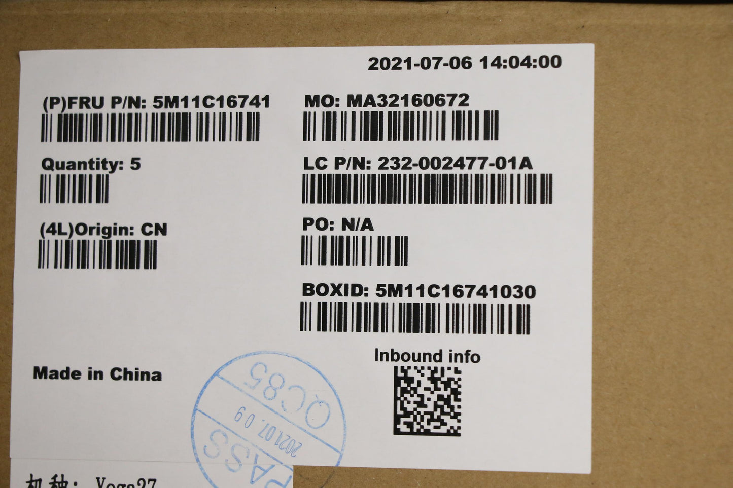 Lenovo Mech_Asm Main_Frame_Bkt_Assy_F - 5M11C16741