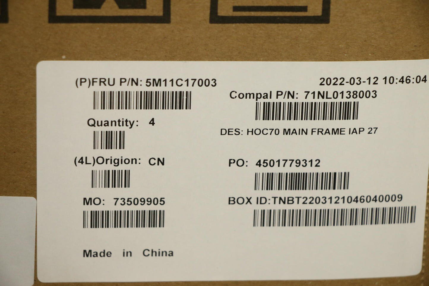 Lenovo Mech Assembly Main_Frame_Brk_I - 5M11C17003