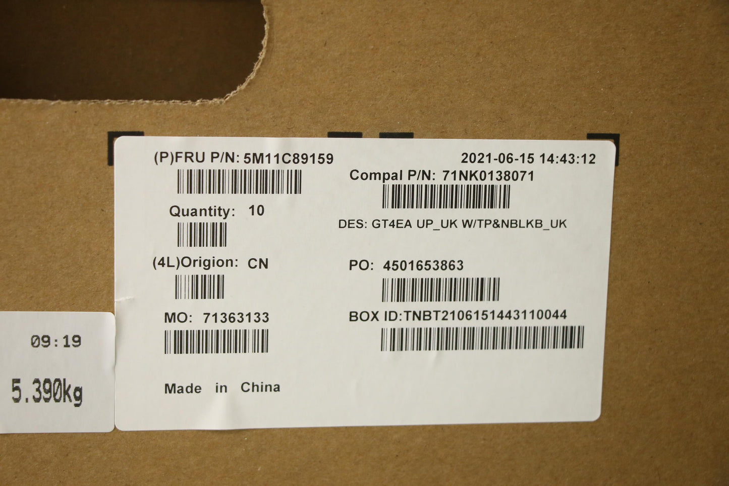 Lenovo Mech_Asm Fru Cc W/Nblkb_Uk - 5M11C89159