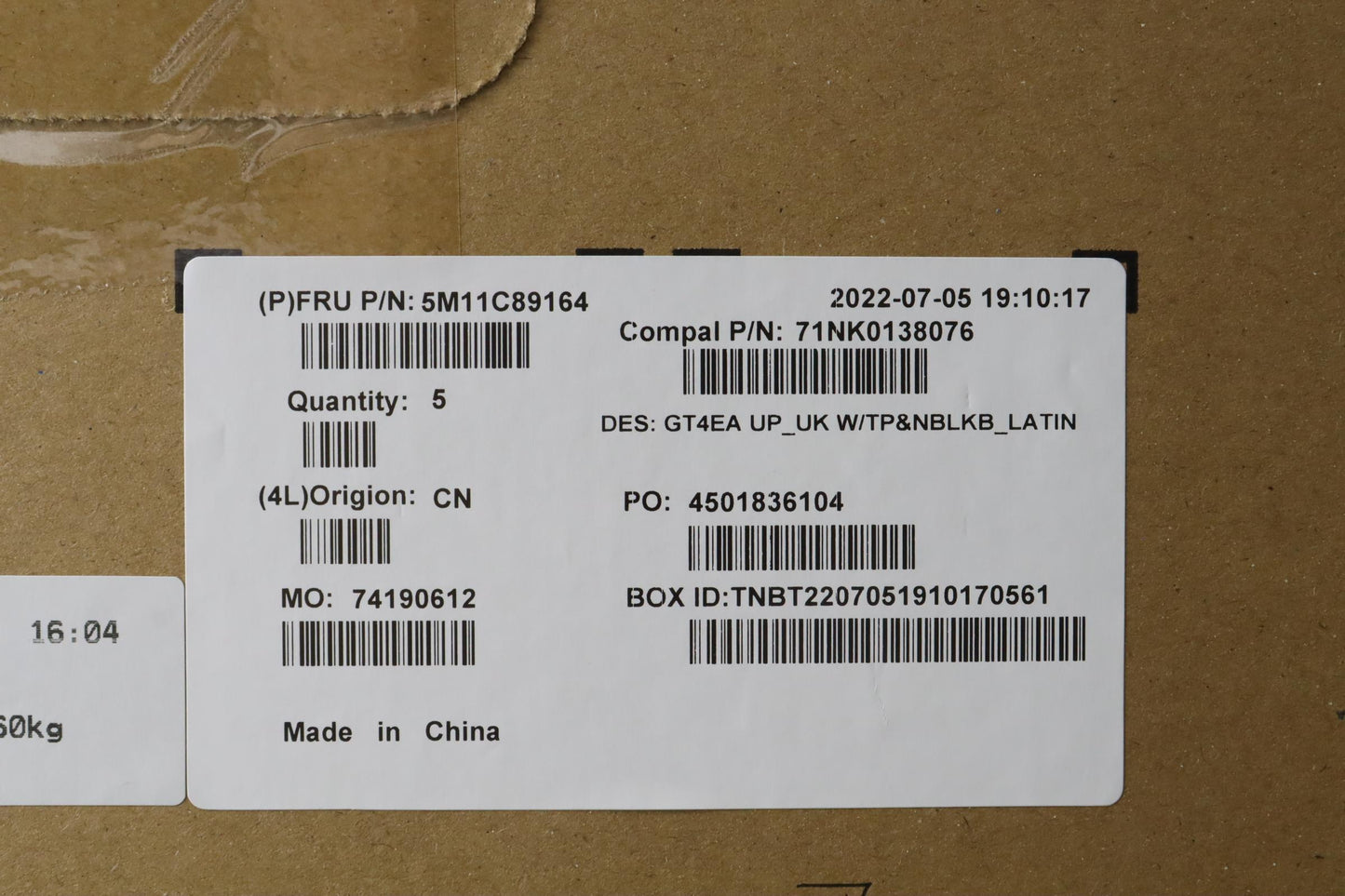 Lenovo Mech_Asm Fru Cc W/Nblkb_Latin - 5M11C89164