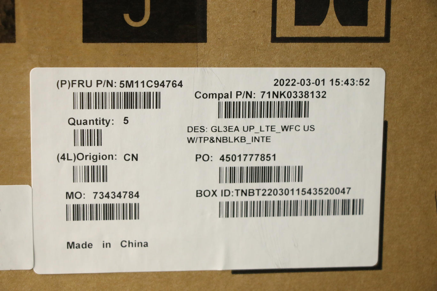 Lenovo Mech_Asm Fru Cc Lte_Wfc W/Tp&N - 5M11C94764