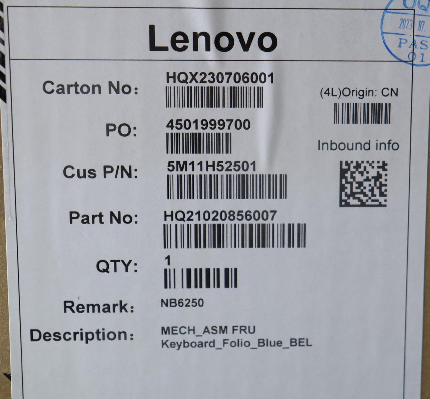 Lenovo Mech Assembly Fru Keyboard_Fol - 5M11H52501