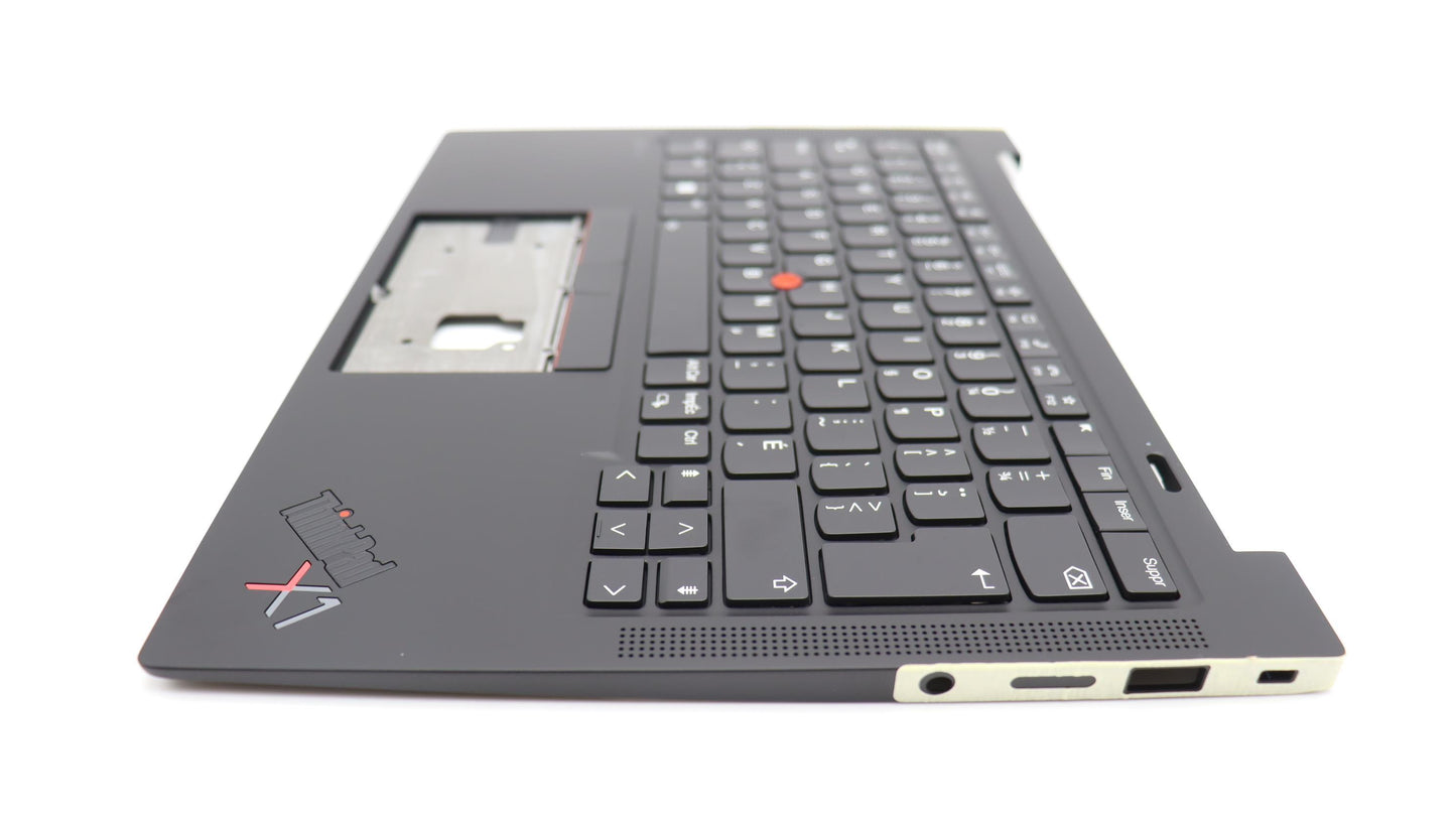 Lenovo C-Cover with Keyboard, Canadian French, Black, Backlit, Fingerprint - 5M11H62570