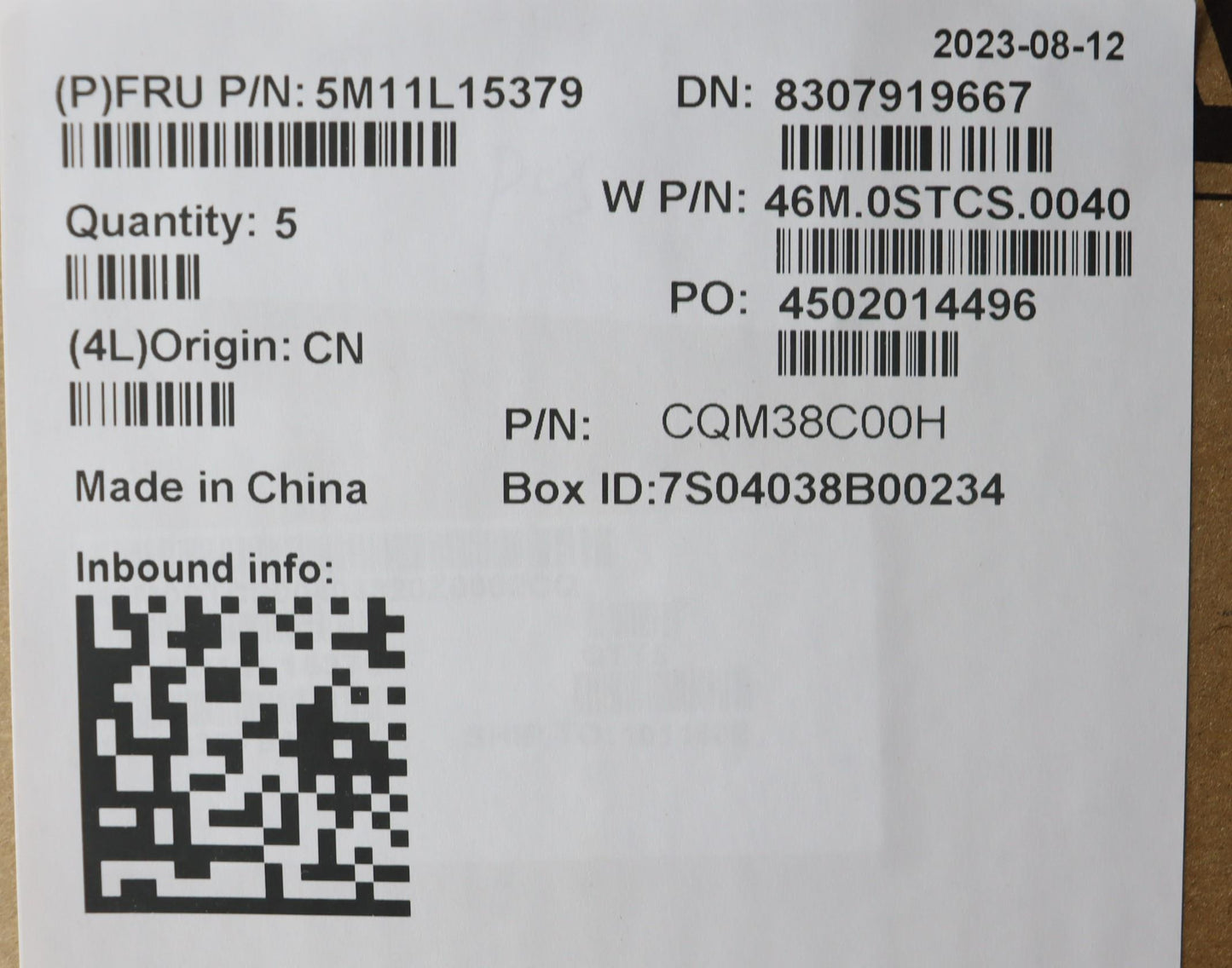 Lenovo Mech_Asm Wlan C-Cvr+Ind Eng Kb - 5M11L15379