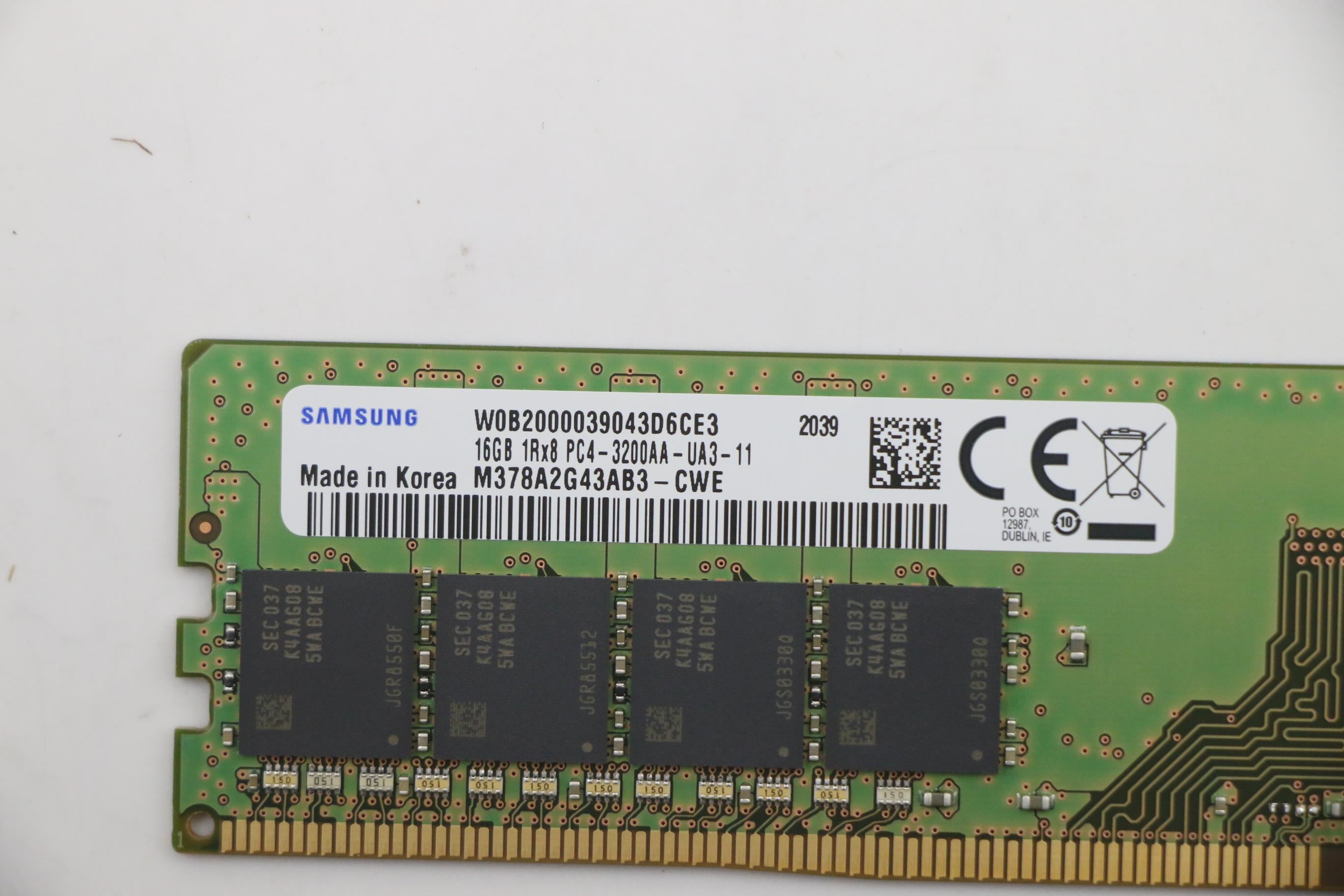 Lenovo 16GB DDR4 Memory, 3200 MHz, UDIMM, Samsung - 5M30V06841
