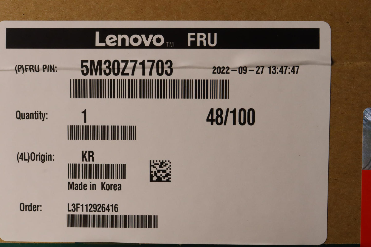 Lenovo 32GB Memory, DDR5, 4800 MHz, SODIMM, Samsung - 5M30Z71703