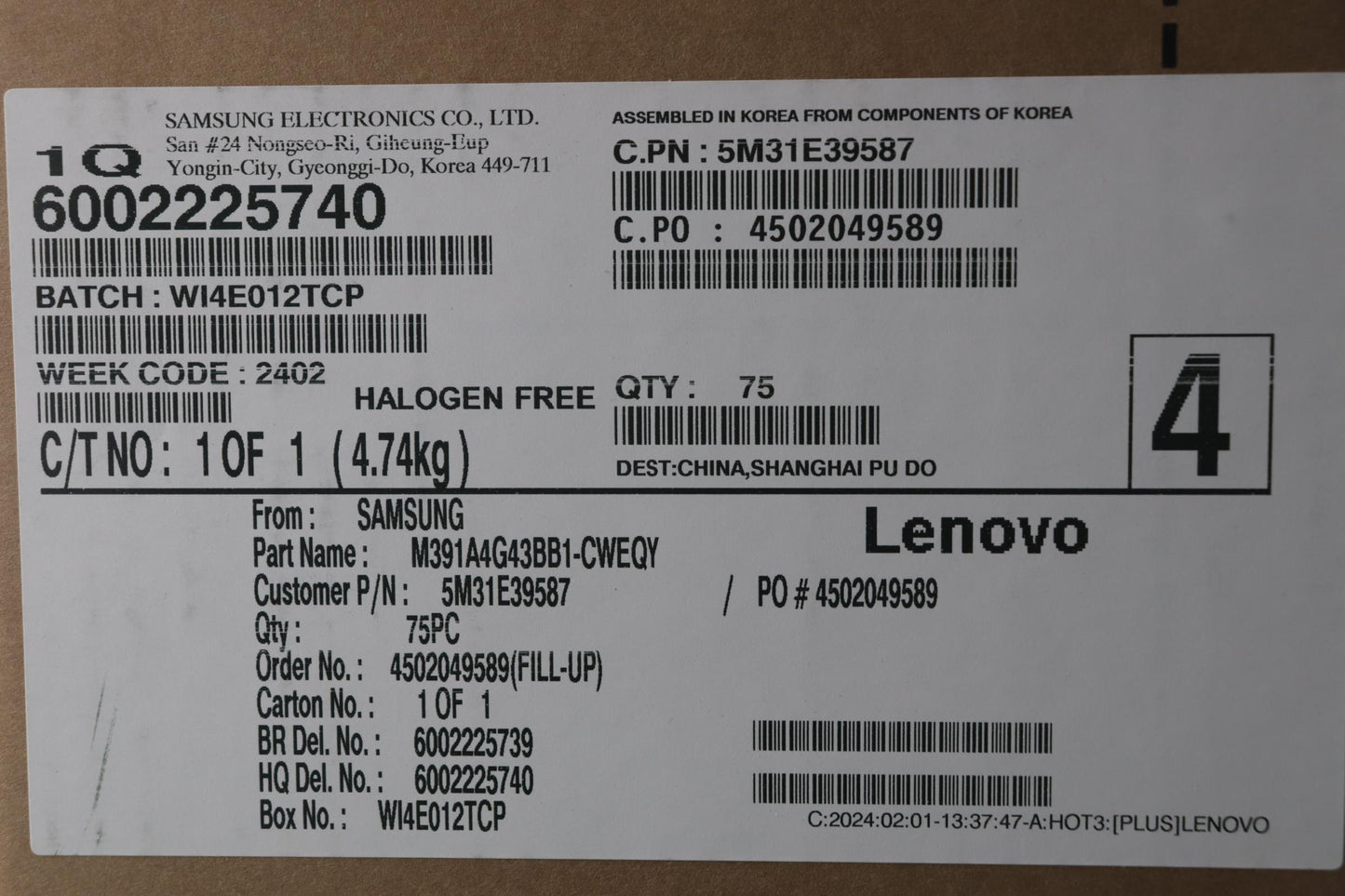 Lenovo Memory Ecc-Udimm,32Gb,Ddr4,320 - 5M31E39587