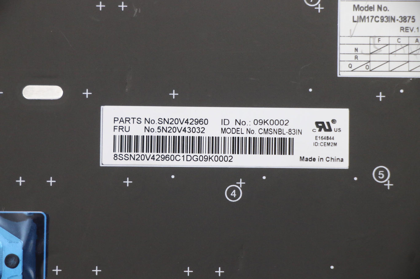 Lenovo Cmsk-Cs20,Bk-Nbl,Chy,Ind Eng - 5N20V43032