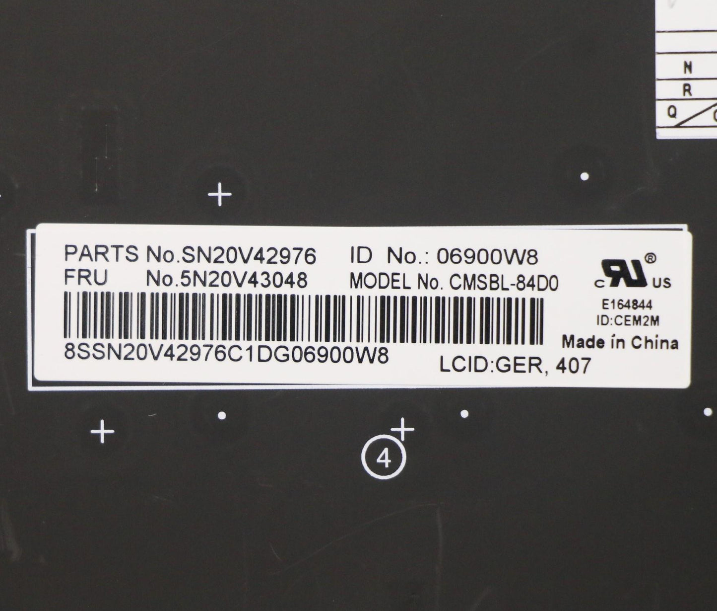 Lenovo Cmsk-Cs20,Bk-Bl,Chy,Ger - 5N20V43048