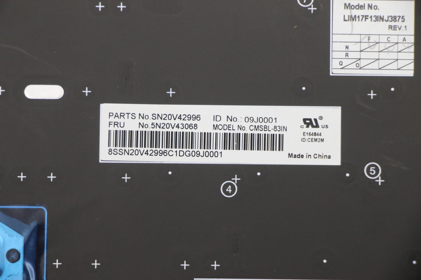 Lenovo Cmsk-Cs20,Bk-Bl,Chy,Ind Eng - 5N20V43068