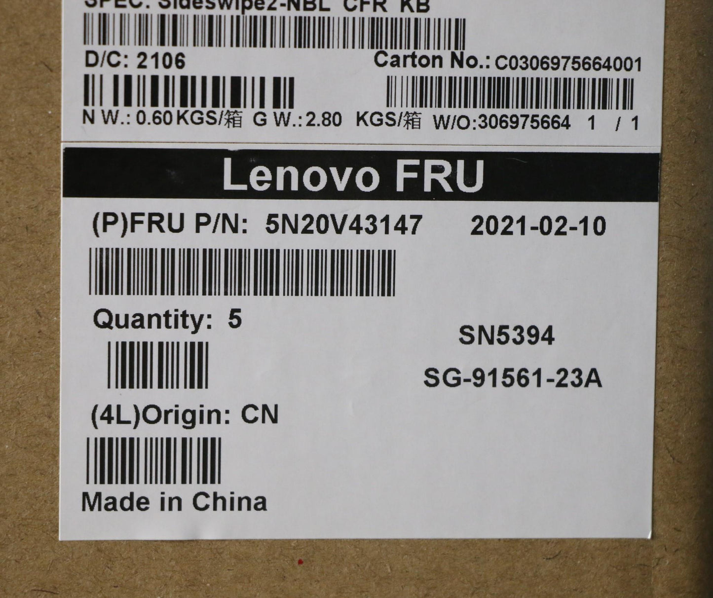 Lenovo Cmsk-Cs20,Bk-Nbl,Ltn,058 Fra - 5N20V43147
