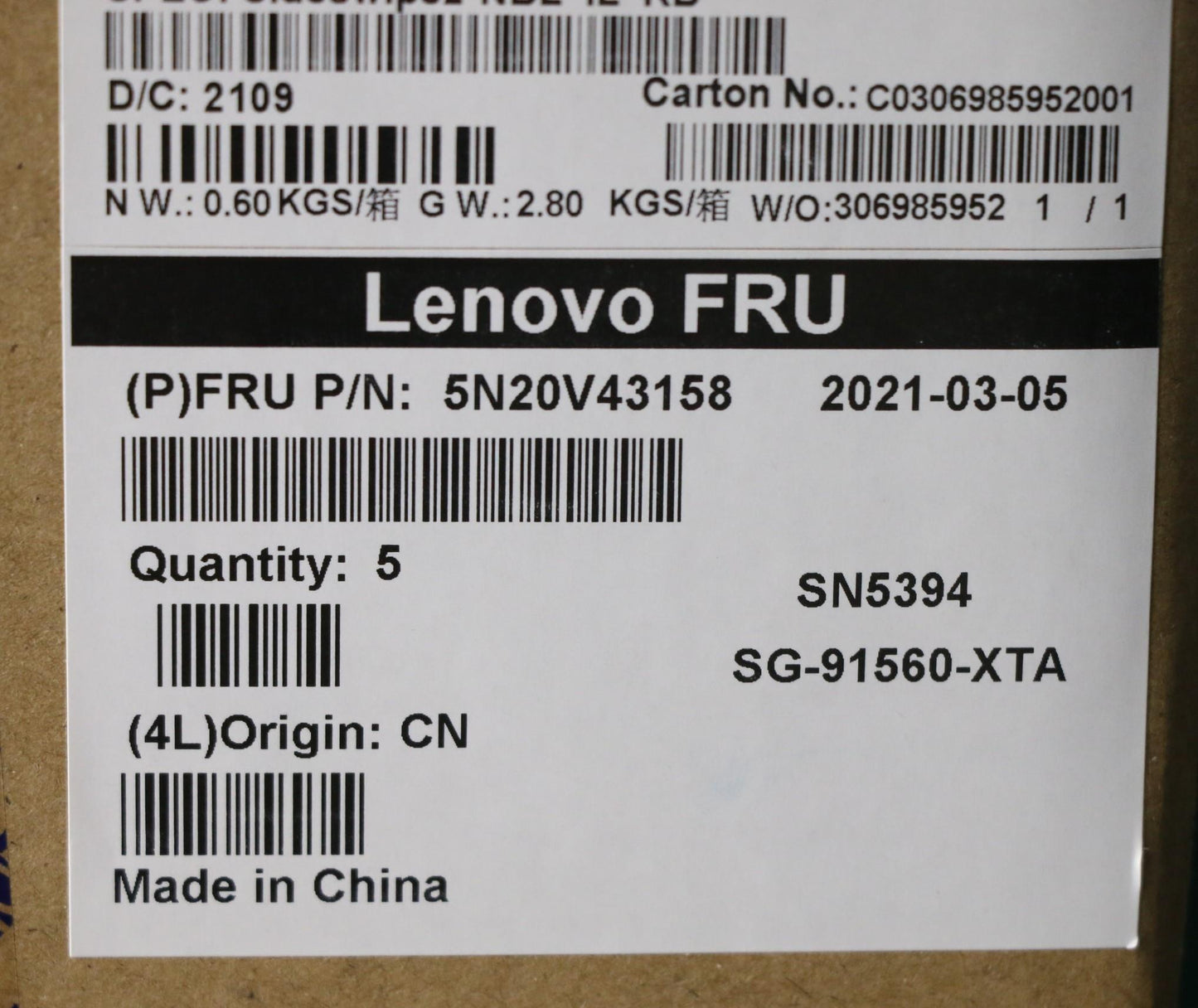 Lenovo Cmsk-Cs20,Bk-Nbl,Ltn,Hbw - 5N20V43158