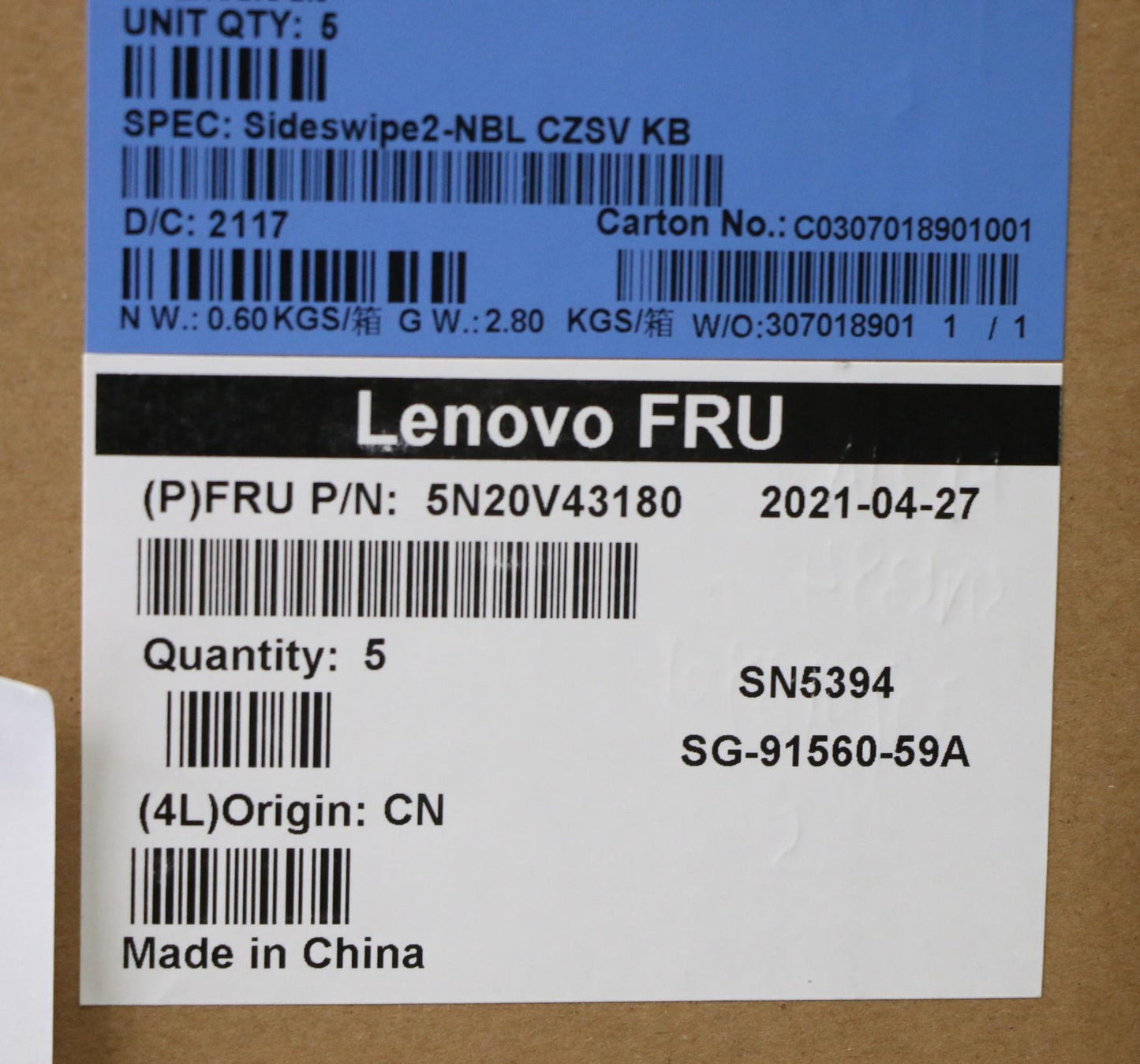 Lenovo Cmsk-Cs20,Bk-Nbl,Ltn,Cze/Slk - 5N20V43180