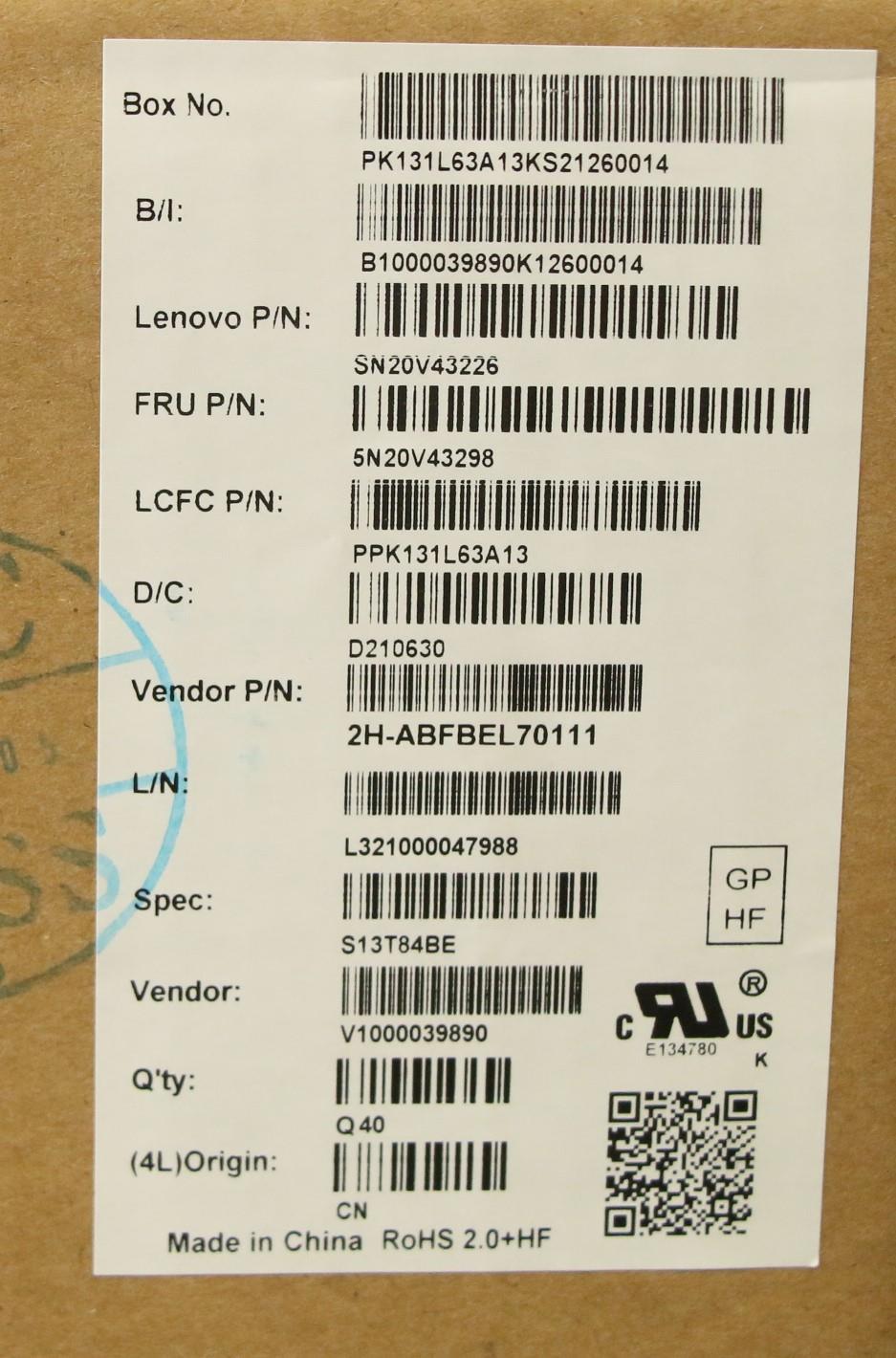Lenovo Cmsk-Cs20,Bk-Nbl,Pmx,Bel - 5N20V43298