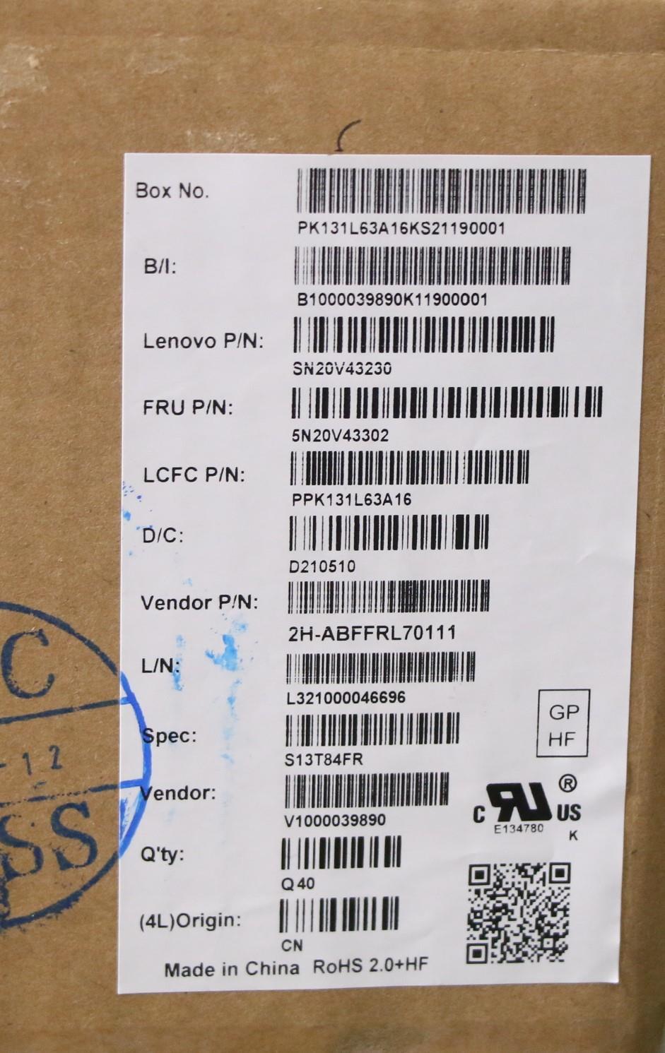 Lenovo Cmsk-Cs20,Bk-Nbl,Pmx,Fra - 5N20V43302