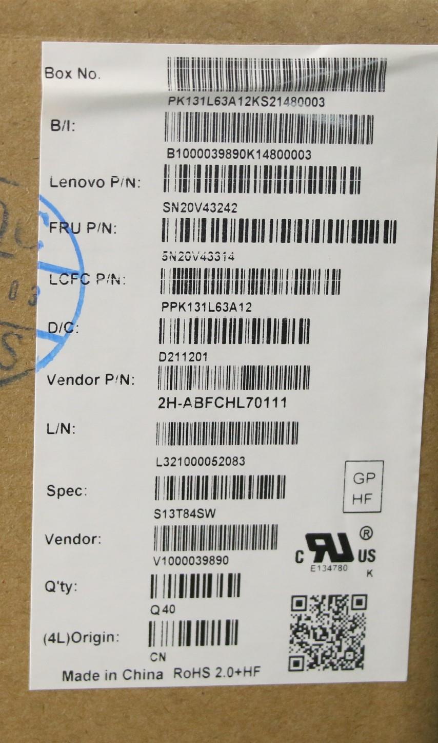 Lenovo Cmsk-Cs20,Bk-Nbl,Pmx,Sws - 5N20V43314