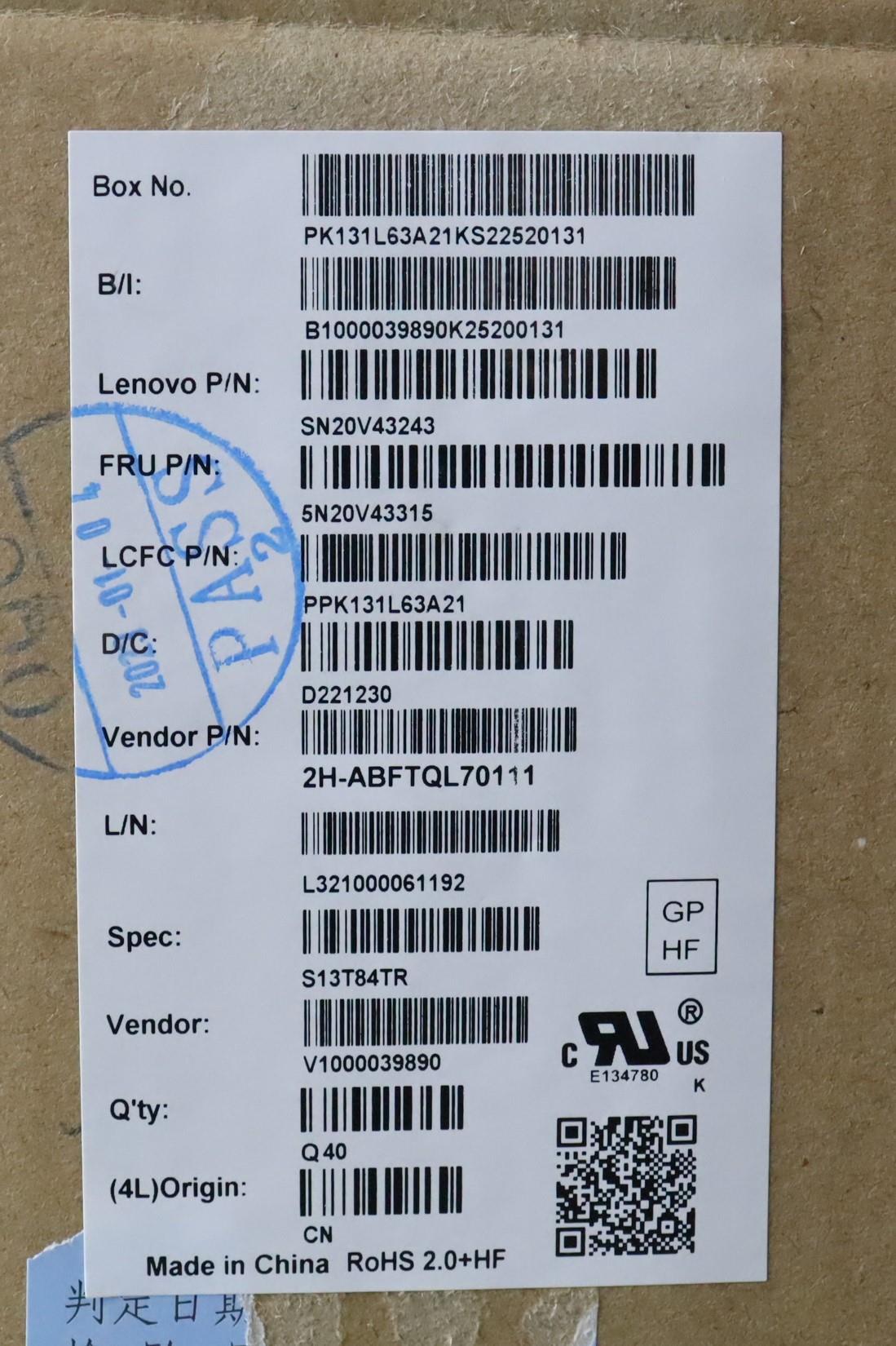 Lenovo Cmsk-Cs20,Bk-Nbl,Pmx,Tur - 5N20V43315